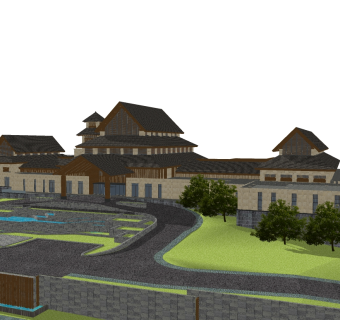 度假酒店草图大师模型下载、度假酒店su模型下载