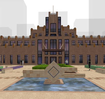 欧式新古典办公楼草图大师模型，新古典办公楼sketchup模型免费下载