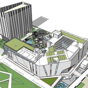 现代办公楼规划草图大师模型，办公楼规划sketchup模型免费下载