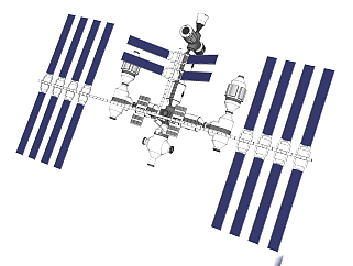 现代宇宙空间站su模型下载，空间站草图大师模型
