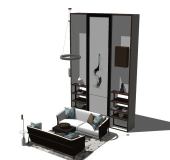 黑白简约沙发草图大师模型，沙发skp模型下载