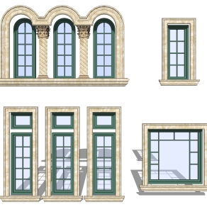 欧式窗草图大师模型,欧式窗SU模型下载