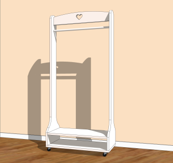 现代实木落地衣架草图大师模型,服装店衣架su模型下载