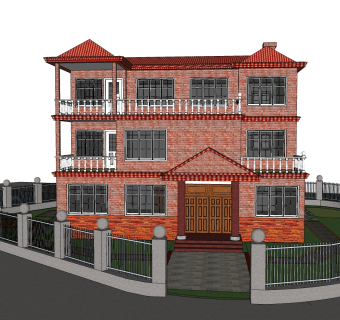 欧式别墅SU模型，别墅SKP模型下载
