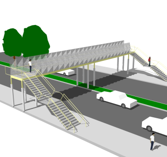 现代人行天桥草图大师模型，人行天桥sketchup模型免费下载