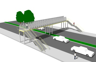现代人行天桥草图大师模型，人行天桥sketchup模型免费下载