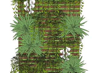 石菖蒲植物墙sketchup模型，室内植物墙skp文件下载
