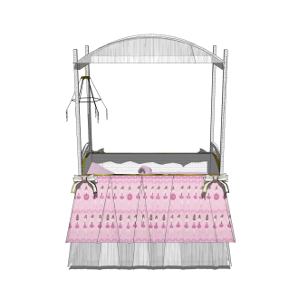 欧式婴儿床草图大师模型，婴儿床SKP文件下载