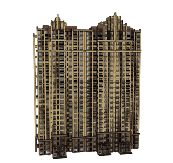 欧式高层住宅楼su模型下载，住宅楼草图大师模型