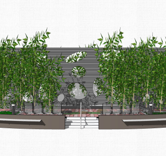 现代造型景墙草图大师模型，景墙sketchup模型免费下载