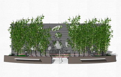 现代造型景墙草图大师模型，景墙sketchup模型免费下载