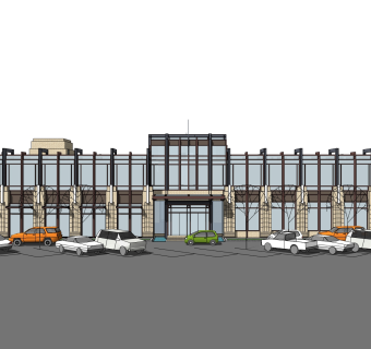现代商业会所草图大师模型，商业综合体sketchup模型免费下载