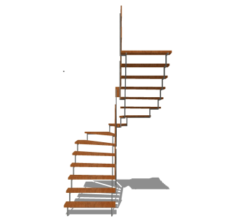 现代钢结构双跑折梯草图大师模型，钢结构双跑折梯sketchup模型免费下载