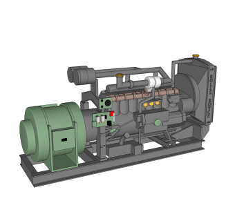 现代汽轮发电机草图大师模型，汽轮发电机sketchup模型下载