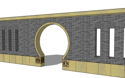 月洞门sketchup模型下载，月洞门草图大师模型