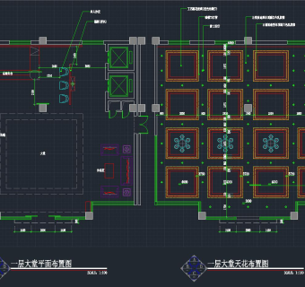 现代餐厅大堂施工图，餐厅CAD施工图纸下载