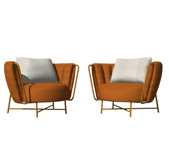 现代皮革单人沙发su模型，单人沙发sketchup模型下载