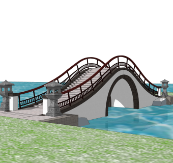拱桥草图大师模型下载，sketchup拱桥模型分享