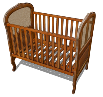 中式婴儿床SU模型，婴儿床skb文件下载
