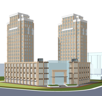 现代新古典办公楼草图大师模型，新古典办公楼sketchup模型免费下载