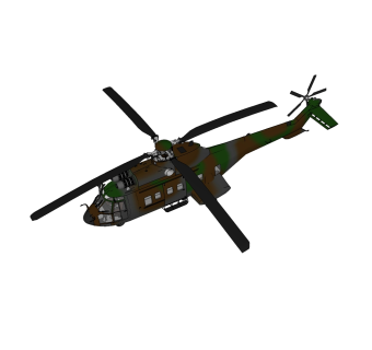 现代SA330美洲狮直升机su模型下载，直升机草图大师模型