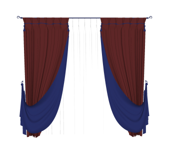 现代布艺窗帘草图大师模型，窗帘su模型下载