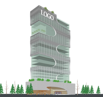 现代办公楼草图大师模型，办公楼sketchup模型免费下载