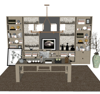 现代书架sketchup模型，书柜草图大师模型下载