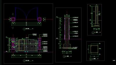 欧式简约小区消防门及小区围栏详图CAD图纸