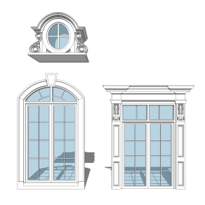 现代欧式窗草图大师模型,欧式窗SU模型下载