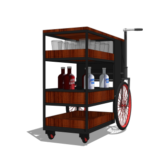 现代酒柜推车草图大师模型，酒柜su模型下载