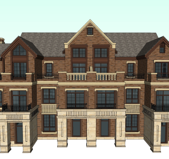 欧式别墅外观草图大师模型，SU模型免费下载