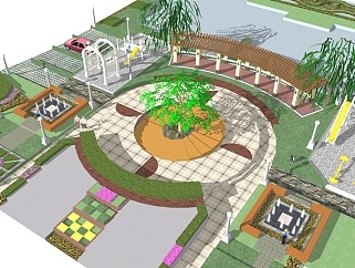<em>现代公园</em>景观草图大师模型，公园sketchup模型免费下载