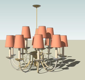 欧式客厅吊灯草图大师模型，客厅吊灯sketchup模型下载