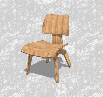 现代实木单人椅草图大师模型，休闲椅su模型下载