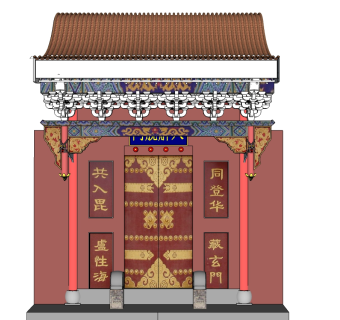 中式解脱门草图大师模型下载，中式解脱门su模型下载