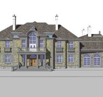 欧式别墅SU模型，别墅SKP模型下载