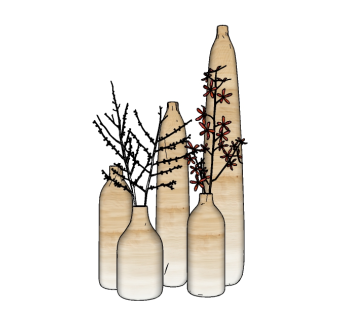 枯树树干盆景skp文件下载，树干盆景SU模型下载