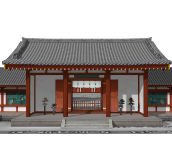 中式围合建筑草图大师模型，古建民俗su模型分享下载