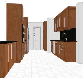 现代橱柜su免费模型，厨房柜草图大师模型下载
