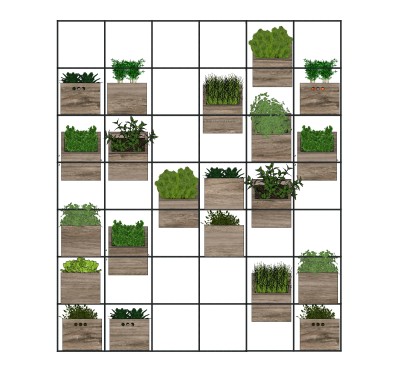 现代绿植墙花架sketchup模型下载，绿植墙草图大师模型