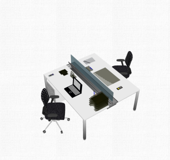 现代简约白色办公桌草图大师模型，办公桌skp模型下载