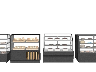 <em>现代面包</em>柜组合草图大师模型，面包柜sketchup模型下载