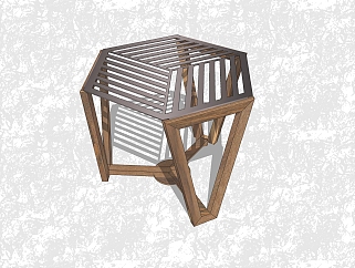 现代凳子草图大师模型，实木镂空凳子su模型下载