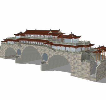 中式景观桥草图大师模型，景观桥sketchup模型免费下载