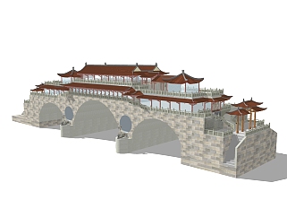 中式<em>景观桥</em>草图大师模型，<em>景观桥</em>sketchup模型免费下载