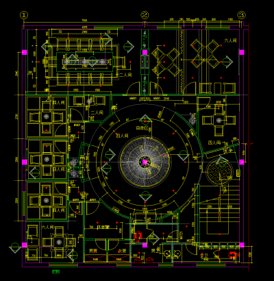 茶楼装修图,cad平面布置图