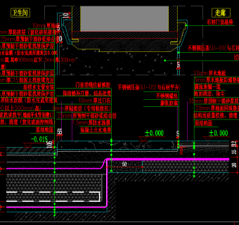 样板间卫生间及淋浴房地面节点大样详图下载、样板间卫生间及淋浴房地面节点大样详图dwg文件下载