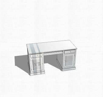 现代白色办公桌草图大师模型，办公桌sketchup模型下载