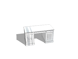 现代白色办公桌草图大师模型，办公桌sketchup模型下载
